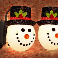 Christmas Porch Light Covers, 12 Inch Snowman Porch Light Covers for Outdoor Christmas Decorations (2Pcs)