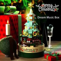 360 Pcs Christmas Building Blocks Set Christmas Tree Music Box Room Desktop Decorations for Adult Kids Party 6+