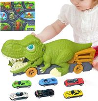 Dinosaur Excavator Engineering Vehicle Model Toy With 6 Alloy Car And 1 Map