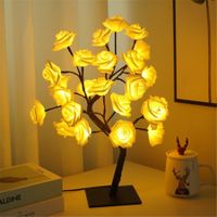 Detachable LED Simulation Rose Tree Table Lamp Table Decor Light