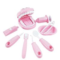 9PCS Plastic Simulation Dentist Play Set Medical Kit Pretend Toy for Kids Role Play Game Col Pink
