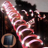 Solar Rope Lights Outdoor Waterproof LED Candy Rope Lights 33ft 100 LEDs Tube String Lights Holiday Christmas Party Home Yard Patio Road Tree Balcony Pathway Decoration Lighting Candy Color