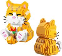 834 Pieces Cute Animal Series Micro Mini Building Blocks Kit, Orange Cat Micros Brick Building Toys