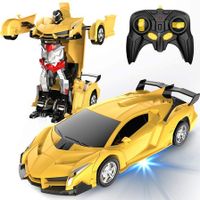 RC Car Transform Robot for Kids Toys 2.4Ghz 1:18 Scale Racing 360°Drifting Christmas Birthday Gifts for Kid (Yellow)