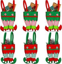 6 Pcs Christmas Candy Bags Gift Bags Elf Boots Handbags Stocking Lovely Treat Bags Xmas for Boys Girls Decorations