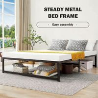 Metal Bed Frame Double Size Base Platform Black Mattress Foundation with Under Bed Storage