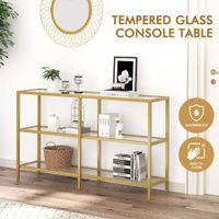 3 Tier Console Table Hallway Sofa Entryway Entrance Display Stand Plant Shelf Living Room Bedroom Furniture Tempered Glass Top