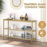 Console Sofa Table Hallway Entrance Entryway Display Stand Plant Shelf Living Room Furniture Tempered Glass Top 3 Tiers