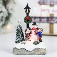 Christmas Glowing Ornament Beautiful Street Lamp Holiday Statue Luminous Desktop Ornament