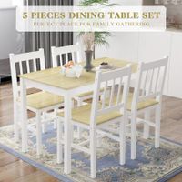 Dining Table Set 4 Chairs Seaters Bench Kitchen Furniture Solid Pine Wood Square Oak White