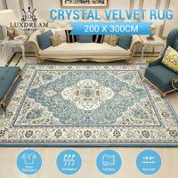 Area Floor Mat Rug Large Non Slip Soft Velvet Carpet Living Room Bedroom European Green Printing