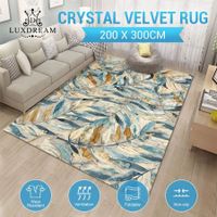 Large Area Rug Floor Mat Bedroom Carpet Living Room Non Slip Soft Velvet Leaves Style