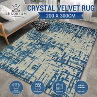 Large Carpet Floor Mat Blue Area Rug Bedroom Living Room Nursery Non Slip Washable Rectangle Velvet Abstract Print