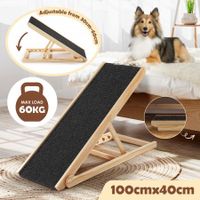 Petscene Dog Stairs Pet Ramp Puppy 4 Level Adjustable Ladder for Bed Car Outdoor Indoor Pine Wood