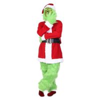 Green Deluxe Monster Costume for Men 7PCS Adult Santa Suit Set Furry Christmas Santa Claus Outfit Size XXXL