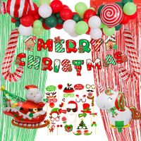 Christmas Balloon Decorations  Arch Garland Kit Green Red Gold  Santa Claus Banner rain Curtain Foil Balloon Party