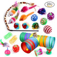 20pcs Cat Toys Cat Tunnel Interactive Pet Toys Play Tunnels Kittens Rabbits Puppies Crinkle Collapsible