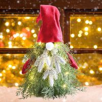 Prelit Christmas Tree Gnome Decoration Lighted Christmas Tree Sitting Gnome Decor Mini Tabletop Ornaments