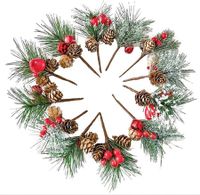 20Pcs Artificial Pine Picks Mini Christmas Pine Trees Berr Cone Ornaments for Flower Arrangements Wreaths Decorations