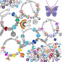 92 Pieces DIY Charm Colored Crystal Beaded Bracelet Necklace Chains Jewelry Making Kit Christmas Gril Tenn Gift
