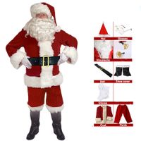 Santa Suit Christmas Santa Claus Costume for Men Women Adult Costume Santa 9pc Outfit X-Large Size
