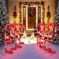 2pcs LED Solar Christmas Decorative Candy Cane Sign Light Waterproof Outdoor Pile Light Used for Road Garden Garden Lawn Christmas