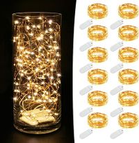 Fairy Lights Battery Operated (Included) 7.2Ft 20 LED Mini Waterproof Fairy String Lights Copper Wire Firefly Starry Lights for Wedding Party Mason Jars Christmas Decoration  (12 Pack,Warm White)