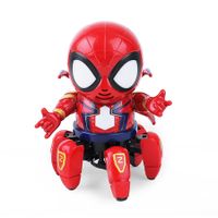 Cool Spider Robot with Six Paws -Colorful Lights, Music, Move Dancing - for Kids Gift (Red)