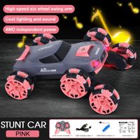 6WD Remote Control Car Stunt Tank with 360～Rotating Drifting Lights Music 6 Wheels Crawler RC Cars for Boys Age 6+ (Pink)