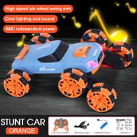 6WD Remote Control Car Stunt Tank with 360～Rotating Drifting Lights Music 6 Wheels Crawler RC Cars for Boys Age 6+ (Blue)