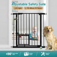 Safety Dog Pet Gate Adjustable Kids Security Safe Fence Barrier Guard for Stairs With Walk Through Door 96cm Black