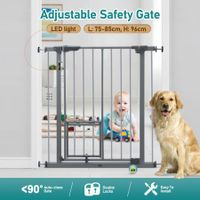 Safety Pet Gate Dog Security Guard Adjustable Kids Safe Fence Barrier for Stairs w/ Walk Through Door 96cm Grey