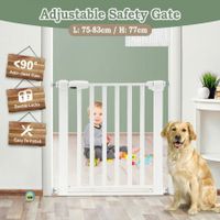 Dog Safety Gate Pet Adjustable Safe Fence Barrier Kids Security Guard for Stairs 77cm White