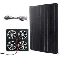 Solar Panel Exhaust Fan 30w Waterproof 4 Ventilators  Cable and Switch for Attic Chicken Greenhouse Shed Roof Houses RV