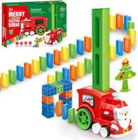 90 Pieces Electric Santa Claus Domino Train Set for Boys and Girls Ages 3 and Up