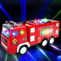 Fire Truck Lights Up Trucks Toys Electric with Bright Flashing Lights and Sounds Bump Go Car Toy for Imaginative Play for 3+