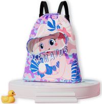 Waterproof Swim Bag Drawstring Dry and wet storage bag for boys and girls Sports Backpack Beach Camping Bag (Mermaid)