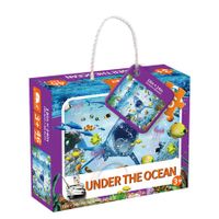 46 Pcs Ocean Floor Puzzle/Underwater Children Recognition Promotes Hand Eye Coordinatio Age 3+ (Glow in the Dark,24x18in)