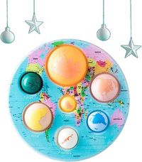 World Map Simple Bubble Fidget Toy Simple Big Continent Dimple Portable Handheld Colorful Early Educationa Brain Development Toy for Party Favo Birthday (Seven Continents)