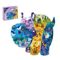 88 Pcs Jigsaw Puzzles Colorful Fun Animal Shaped Puzzle Learning Educational Toys Gifts Games for Age 3+(Hippo)