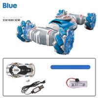 New Scale Remote Control Car 1:12 Gesture Stunt Car Double Side 360°Rotating Wrist Racing Crawler 4WD Transform Off Road Vehicle (Blue)