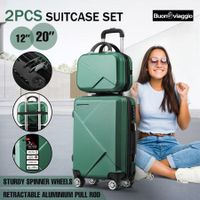 2 Piece Luggage Set Carry On Travel Hard Shell Suitcases Traveller Travelling Rolling Trolley Checked Vanity Bag Lightweight