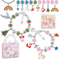 33 Pcs Charm Bracelet Jewelry Making Kit DIY Craft Rainbow Santa Elk Beaded for Arts Gril Gift for Teen Kids Ages 5+