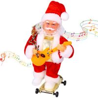 Electric Santa Claus Shaking Head Swing Feet Forward Singing Christmas Music Toywith Guitar Electric Singing Toys Christmas Decorations Toys