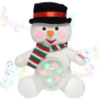 Christmas Reindeer Interactive Singing Animation Plush Animal Music Electric Stuffed Toy with Ball Children Gift (Snowman)