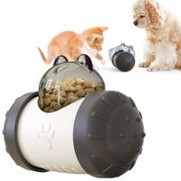 Treat Dispensing Dog Toy Tumbler Dog Cat Food Dispenser Feeder Ball Toys Interactive Chase Toys for Pets(Black)