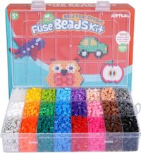 Fuse Beads Kit 4,800pcs 24 Colors Iron Beads Set with 5 Pegboards 55 Patterns for Christmas Birthday Gift