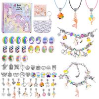 66 Pcs Charm Bracelet Jewelry Making Kit DIY Craft UnicornColorful Beaded for Arts Gril Gift for Teen Kids Ages 5+