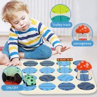 34 Pcs Logical Road Builder Games Montessori Brain Teaser Puzzles Maze Track Rail Building Construction Toys Age 3+ (Police Car)