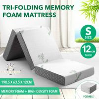 Single Foam Mattress Trifold Sofa Bed Folding Camping Floor Portable Sleeping Mat Cushion with Removable Bamboo Cover